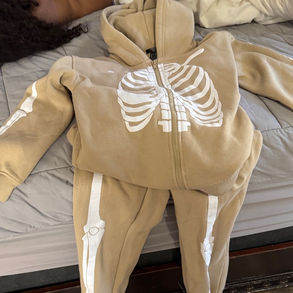 Forever 21 Tan Skeleton Kids Matching Set